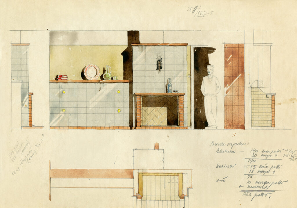 Fireplace design by architect Peeter Tarvas for his home in Maarjamäe